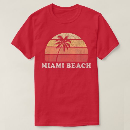 Miami Beach FL 70s Retro Throwback Design T-shirt (Design voorkant)