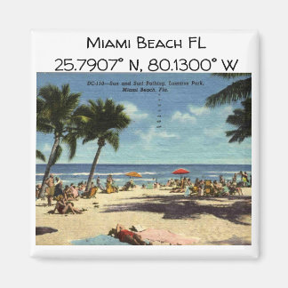 Miami Beach FL Map coördineert stijl Magneet