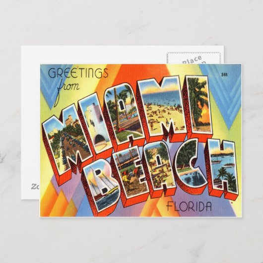 Miami Beach Florida Briefkaart (Voorkant / Achterkant)