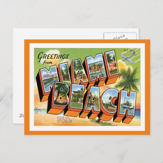 Miami Beach Florida Briefkaart (Voorkant / Achterkant)