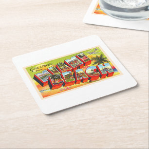 Miami Beach Florida  Briefkaart met grote letters Kartonnen Onderzetters