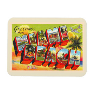 Miami Beach Florida Briefkaart met grote letters Magneet