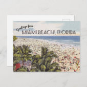 Miami Beach Florida Briefkaart | VINTAGE (Voorkant / Achterkant)