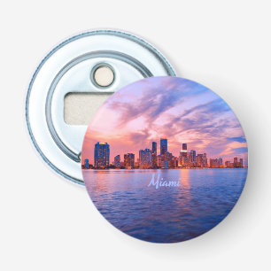 Miami Beach Florida City Skyline Button Flesopener