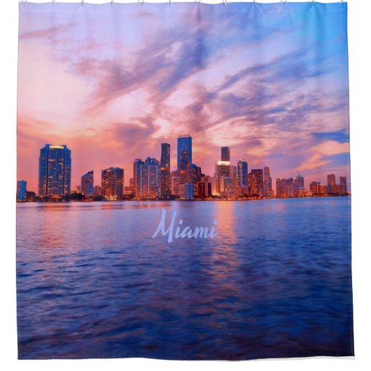 Miami Beach Florida City Skyline Douchegordijn (Voorkant)
