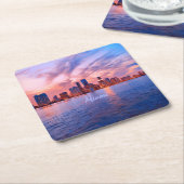 Miami Beach Florida City Skyline Kartonnen Onderzetters (Schuin)