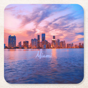 Miami Beach Florida City Skyline Kartonnen Onderzetters