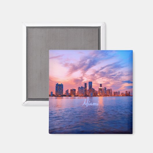 Miami Beach Florida City Skyline Magneet (Voorkant / Achterkant)