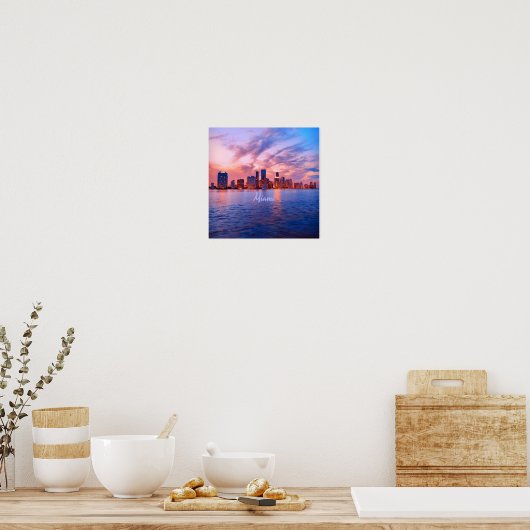 Miami Beach Florida City Skyline Poster (Keuken)