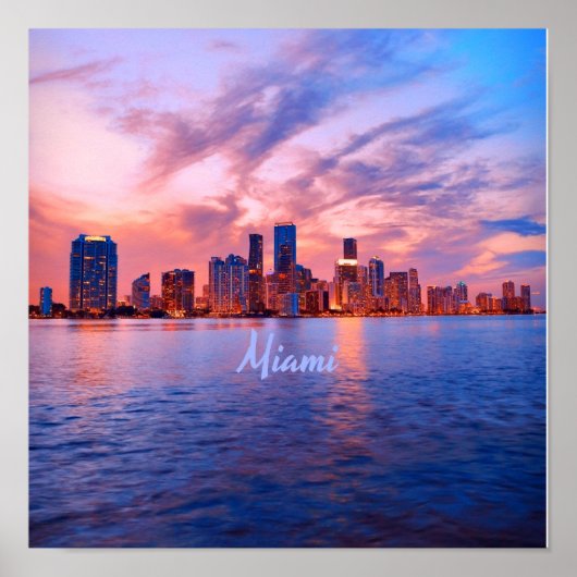 Miami Beach Florida City Skyline Poster (Voorkant)