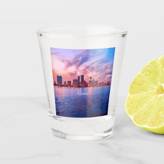 Miami Beach Florida City Skyline Shot Glas (Voorkant)