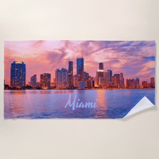 Miami Beach Florida City Skyline Strandlaken (Voorkant)