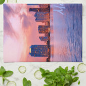 Miami Beach Florida City Skyline Theedoek (Gevouwen)