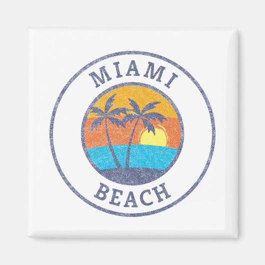 Miami Beach, Florida Faded Classic Style Magneet (Voorkant)