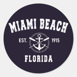 Miami Beach Florida Fl  Athletic Style Ronde Sticker