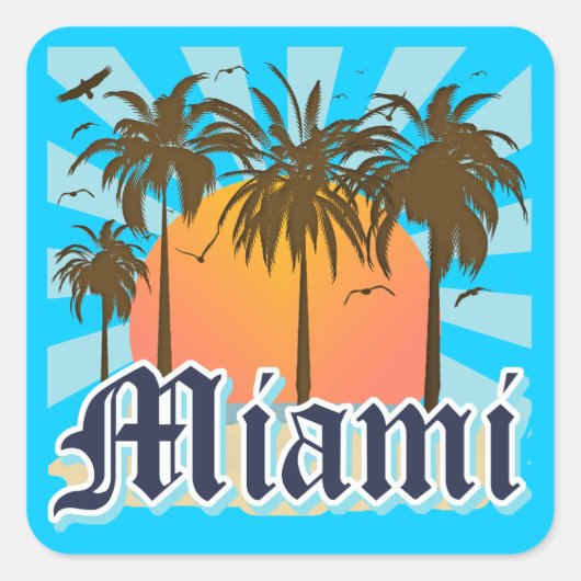 Miami Beach Florida FLA Vierkante Sticker (Voorkant)