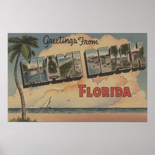 Miami Beach, Florida - grote letterscènes Poster (Voorkant)