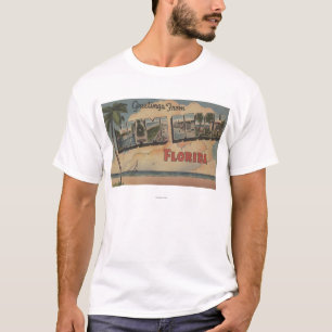Miami Beach, Florida - grote letterscènes T-shirt