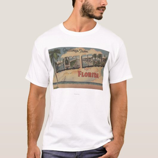 Miami Beach, Florida - grote letterscènes T-shirt (Voorkant)