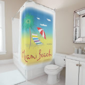Miami Beach, Florida Illustratie - Graphic Cool Douchegordijn (In situ)