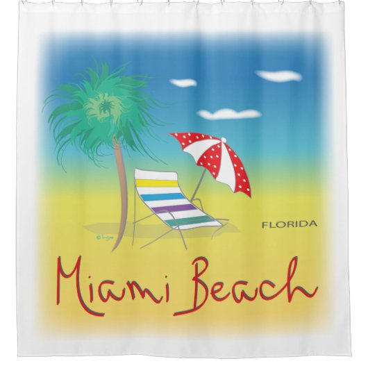 Miami Beach, Florida Illustratie - Graphic Cool Douchegordijn (Voorkant)