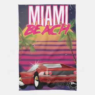 Miami Beach, Florida jaren 80 vintage reisposter Theedoek