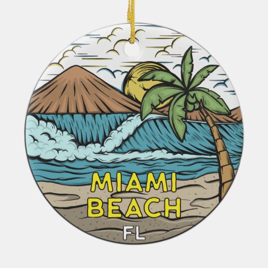 Miami Beach Florida  Keramisch Ornament (Achterkant)