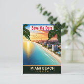 Miami Beach Florida Kust Roze Trouw Uitnodiging (Staand voorkant)
