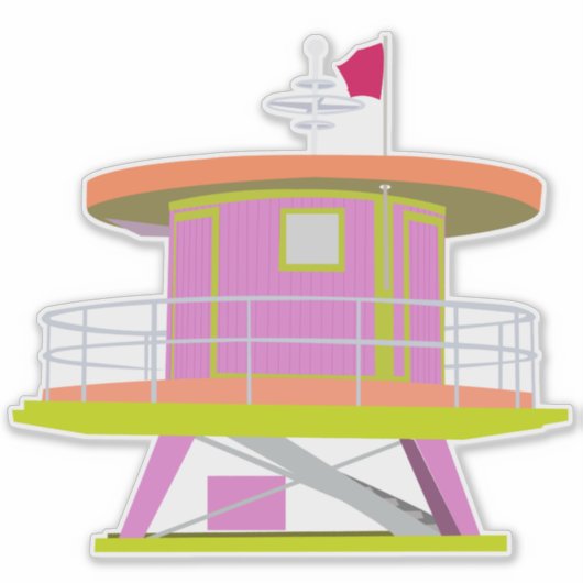 Miami Beach Florida Lifeguard Tower Sticker (Voorkant)
