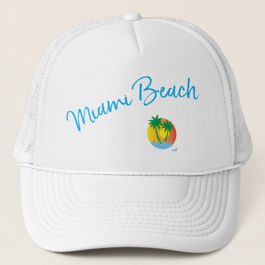 Miami Beach, Florida Logo Palm Cool Aanpasbaar Pet (Voorkant)