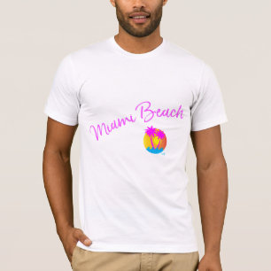 Miami Beach, Florida Logo Palms Sun Cool T-shirt