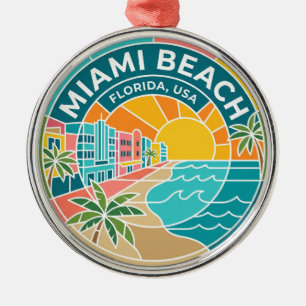 Miami Beach Florida Metalen Ornament