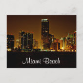 Miami Beach Florida Night Skyline Post Card Briefkaart (Voorkant)