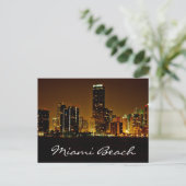 Miami Beach Florida Night Skyline Post Card Briefkaart (Staand voorkant)