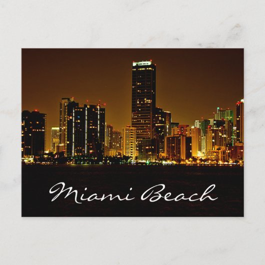 Miami Beach Florida Night Skyline Post Card Briefkaart (Voorkant)