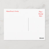 Miami Beach Florida Night Skyline Post Card Briefkaart (Achterkant)