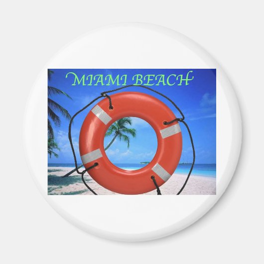 MIAMI BEACH FLORIDA ORANJE LEVENSRING MAGNEET (Voorkant)