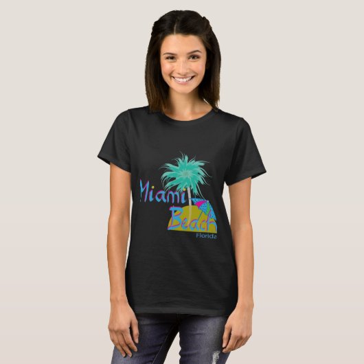 Miami Beach Florida Palm Fun Sun T-shirt (Voorkant volledig)
