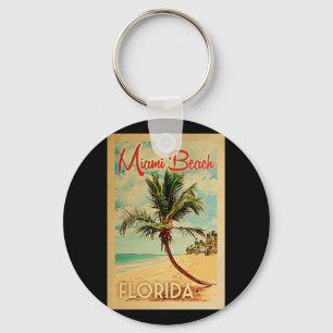 Miami Beach Florida Palm Tree Beach Vintage Travel Sleutelhanger
