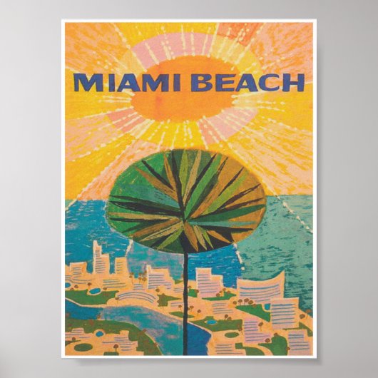 Miami Beach Florida Palm Tree Reisreis Poster (Voorkant)