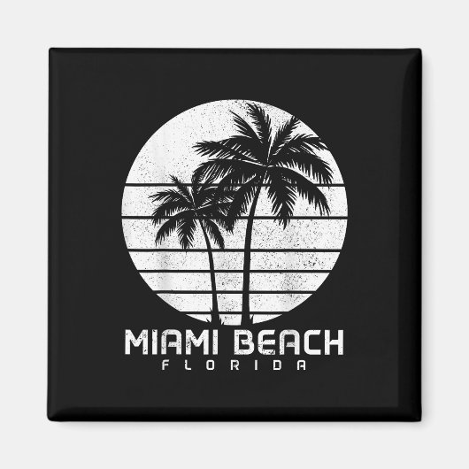 Miami Beach Florida Palm Trees Beach Souve Magneet (Voorkant)