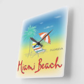 Miami Beach, Florida Palm Wall Clock Vierkante Klok (Hoek)