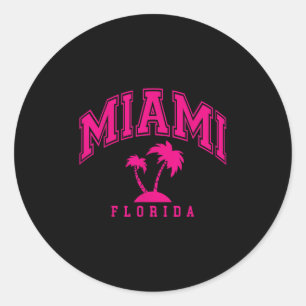 Miami Beach Florida Palmen Palmbomen Preppy Varsit Ronde Sticker