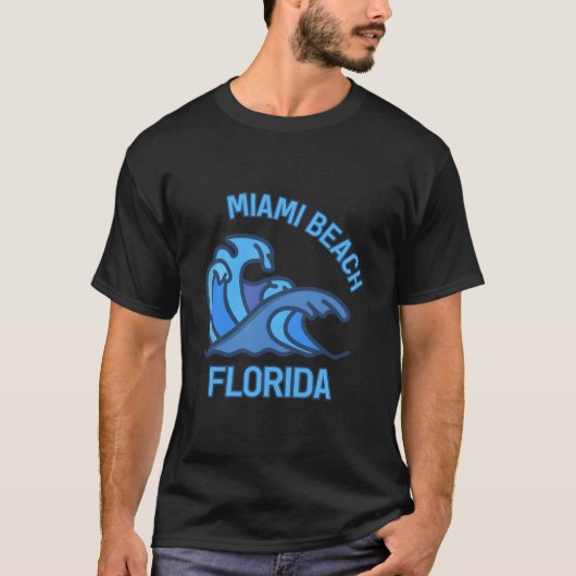 Miami Beach Florida Pocket Wave T-shirt (Voorkant)