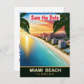 Miami Beach, Florida, Reisansichtkaart, Save The Date (Voorkant / Achterkant)
