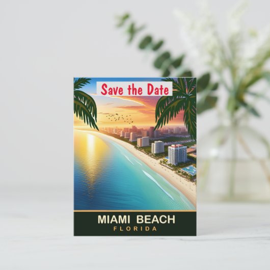 Miami Beach, Florida, Reisbriefkaart,  Save The Date (Staand voorkant)