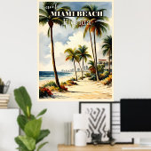 Miami Beach, Florida reisposter Poster (Thuiskantoor)
