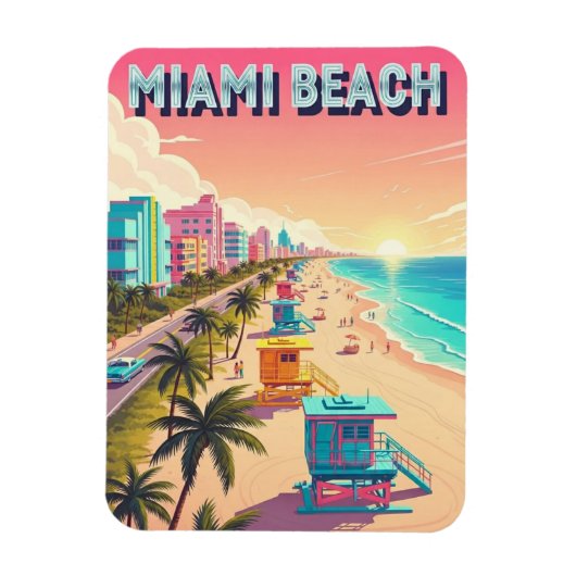 Miami Beach Florida Reizen Magneet (Verticaal)