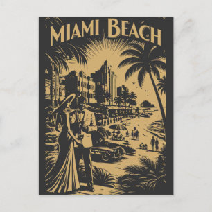 Miami Beach, Florida Retro Art Deco Reizen Toerism Briefkaart