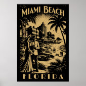 Miami Beach, Florida Retro Art Deco Travel Tourism Poster (Voorkant)